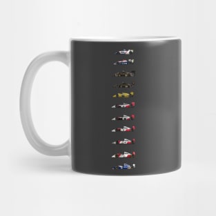 Ayrton Senna - All F1 Cars illustration Mug